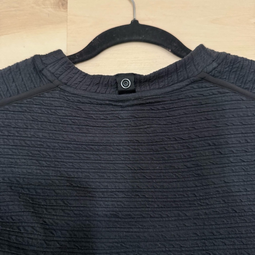 Lululemon On Repeat Dress Black Long-Sleeve Textured Removable Collar Women's 6 - Picture 14 of 15